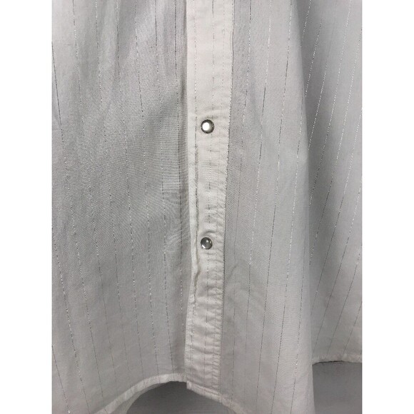 Ely 1878 Dress Shirt Large Snap Button Down White Silver Striped Cross Design - Picture 8 of 12